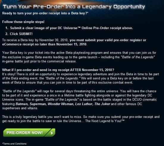 DCUO Beta Key information