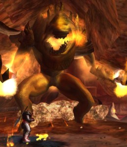 A giant demon in City of Villains