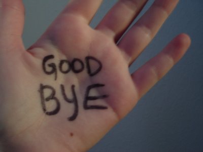 Good_bye Good bye, written on a hand