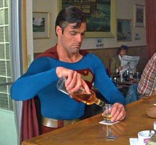 Superman is a mean drunk.