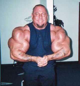 A man who has spent a bit too much time working on this arm muscles.