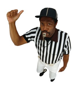 A referee with a whistle