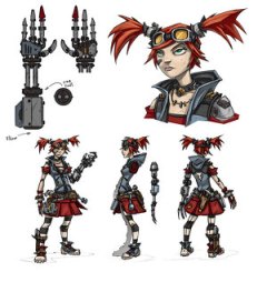 The Mechromancer is an alt goth steampunk kind of grrl with robot arms.
