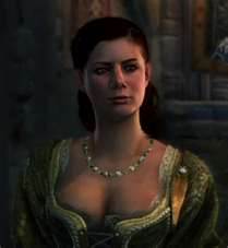 Sophia Sartor (and her breasts) from Assassin's Creed: Revelations That's a low cut dress.