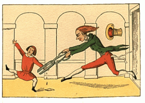 The door flew open, in he ran, The great, long, red-legged scissorman. 