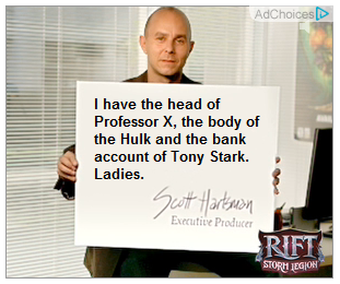 The card says, "I have the head of Professor X, the body of the Hulk and the bank account of Tony Stark. Ladies."