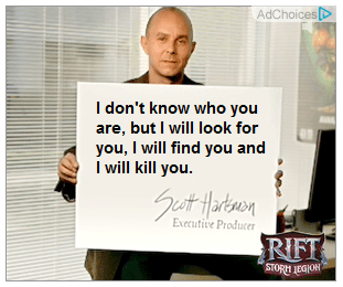 The card says, "I don't know who you are, but I will look for you, I will find you and I will kill you.