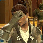 A SWTOR jedi facepalming herself. Or himself. Could go either way.