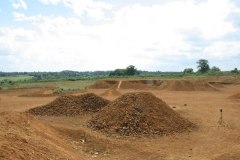 It's two piles of sand. Or something that looks like sand, anyway.