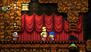 Inside a shop in Spelunky, wondering if it is worth the money to buy a Chippendale.
