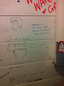 A picture of the Melbourne Mana Bar's male toilet wall. Or it could have been a unisex toilet.  