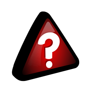 A white question mark in a red triangle.
