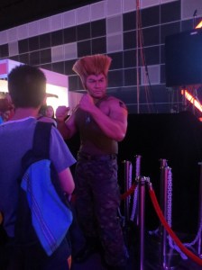 It's a Guile cosplay. There's a 50% chance that was his real hair. 